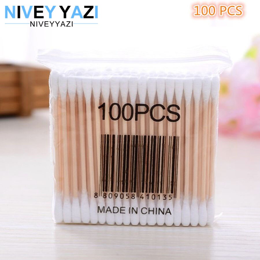 10*100 pièces coton-tige bambou coton-tige Micro brosses oreille bâtons réutilisable coton-tige ouate bâtons en bois oreilles outils de nettoyage