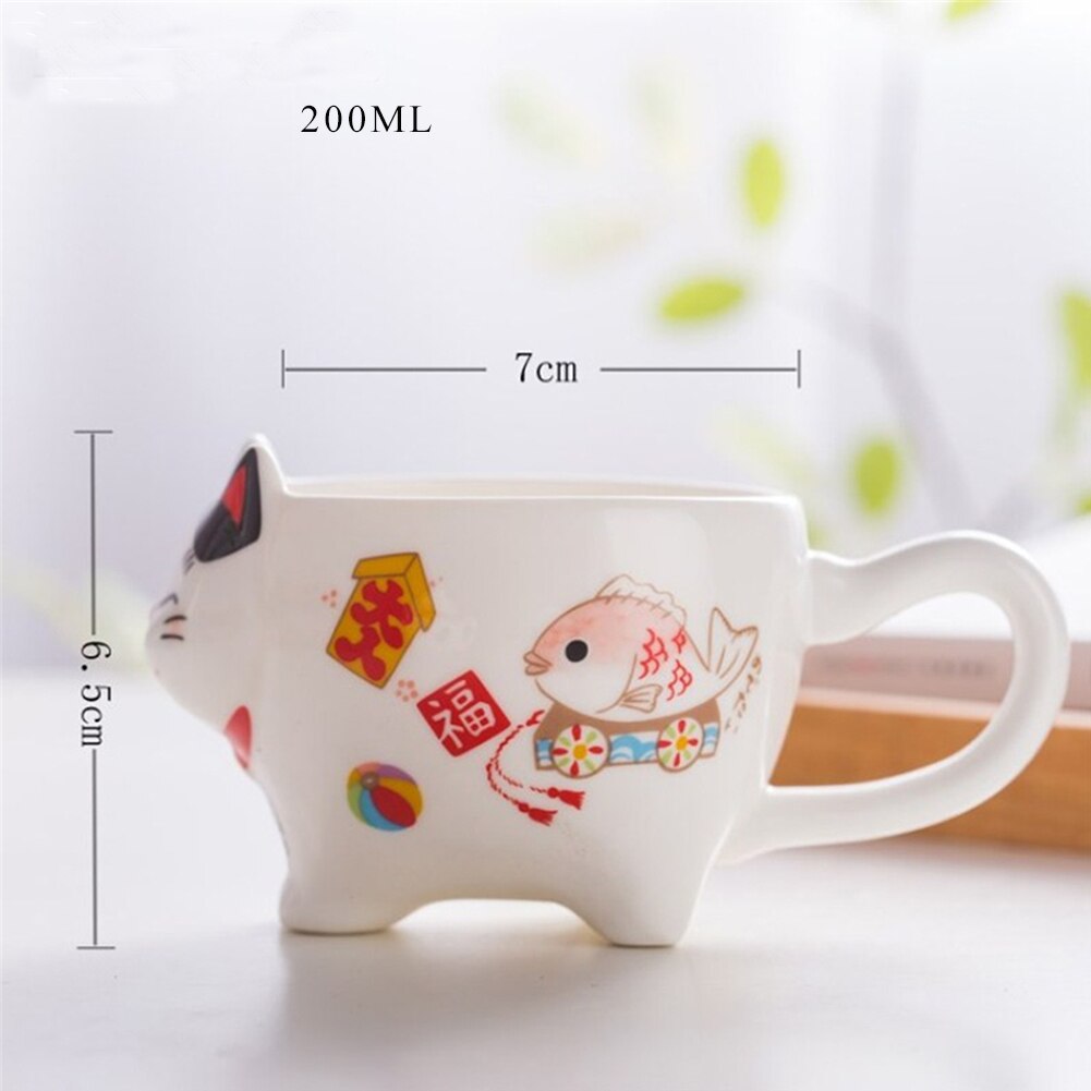 Théière en céramique en forme de chat Plutus, 2 tasses mignonnes en forme de chat porte-bonheur, café et lait, ensemble de 3 pièces/lot