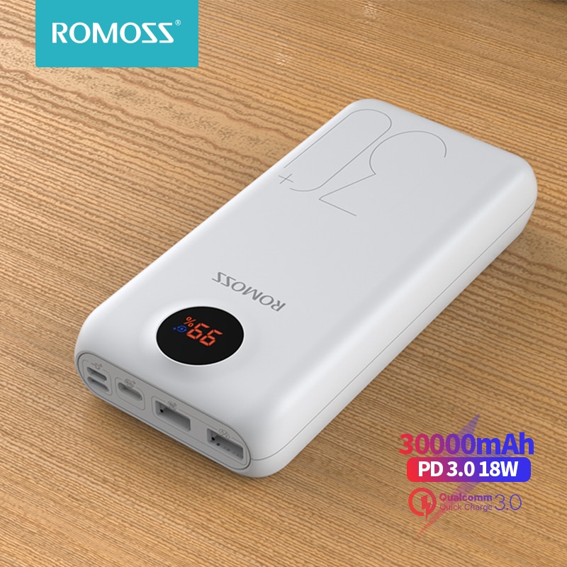 ROMOSS SW30 Pro Banca di Potere 30000mAh Portatile USB C PD 3.0 Carica Rapida 3.0 30000mAh Powerbank Batteria Esterna per Xiaomi iPhone