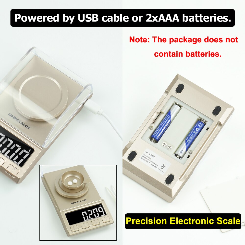 NEWACALOX 50g/100g/200g precyzyjna waga cyfrowa 0.001g waga wagi elektroniczna waga jubilerska zasilany z USB ważenie lecznicze