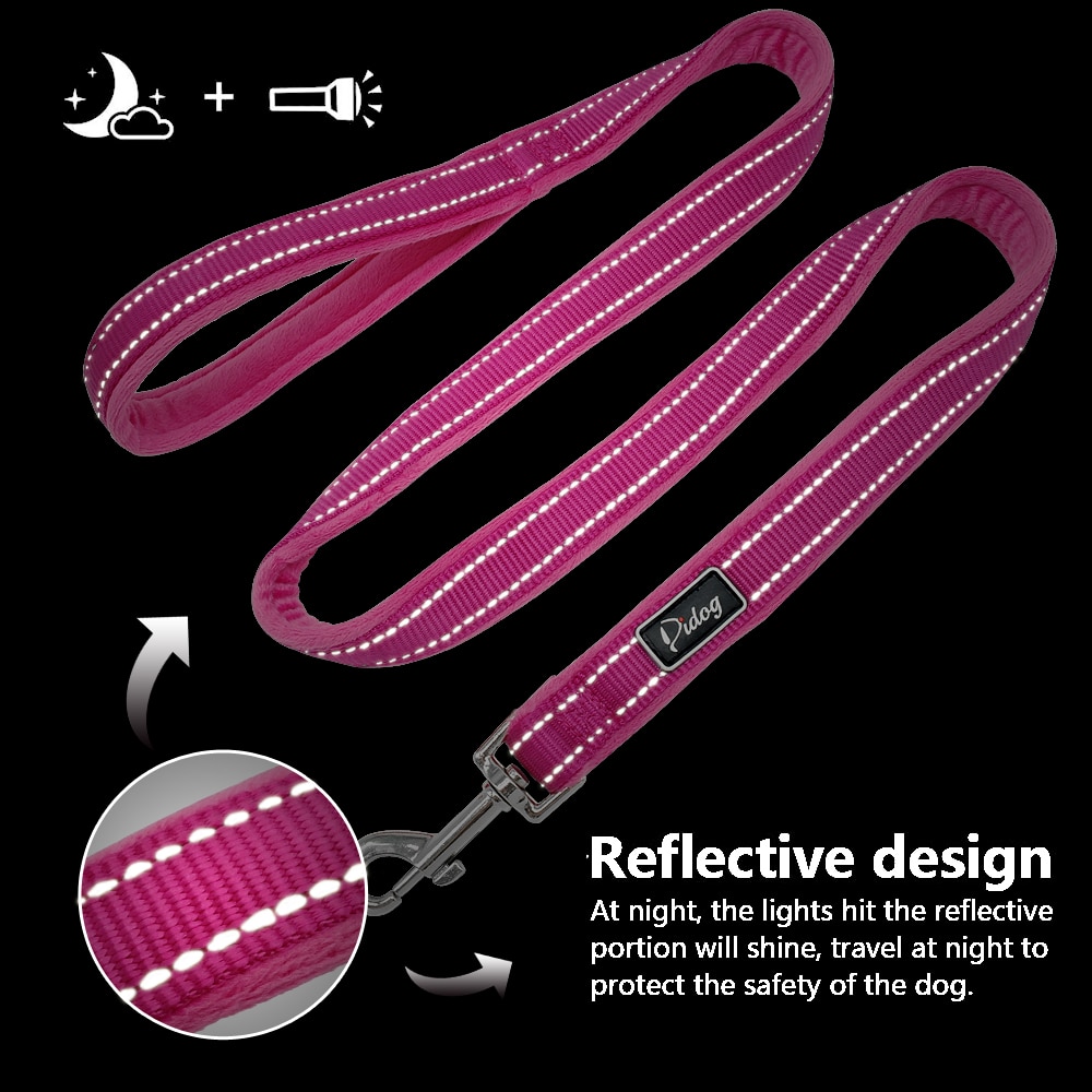 Correa suave de nailon reflectante para perro Pitbull, correa para correr y caminar para cachorros pequeños, medianos, grandes, correa de cuerda para perro mascota de 120cm