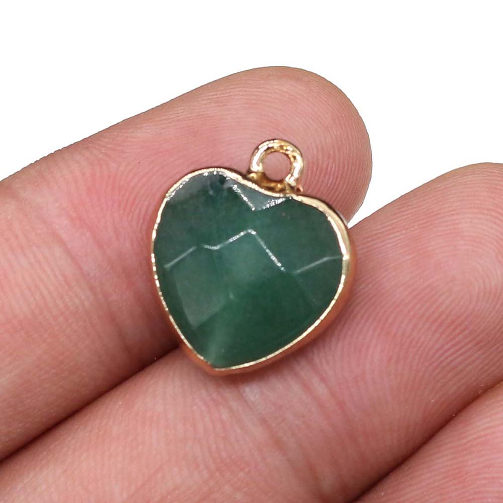 2Pcs Naturale di Pietra Del Pendente Del Cuore Del Pendente di Figura Per Pendenti E Ciondoli Creazione di Gioielli FAI DA TE Collana Accessori 14x17 & 15x18mm: Green Aventurine 1