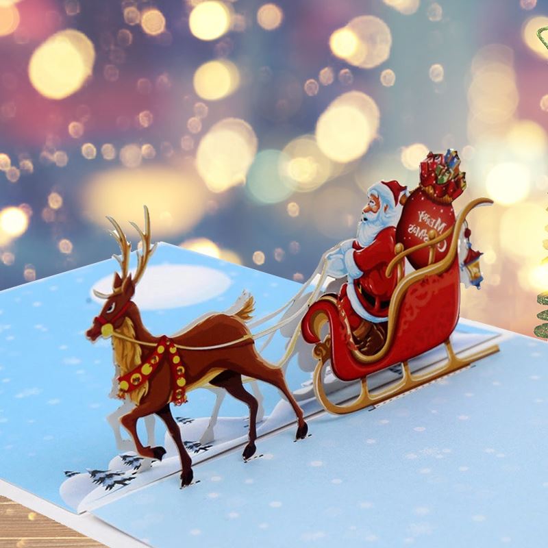 Christmas 3D Up Greeting Cards Xmas Christmas Tree Hollow Carved Postcard Xmas Invitation Card DIY Handmade