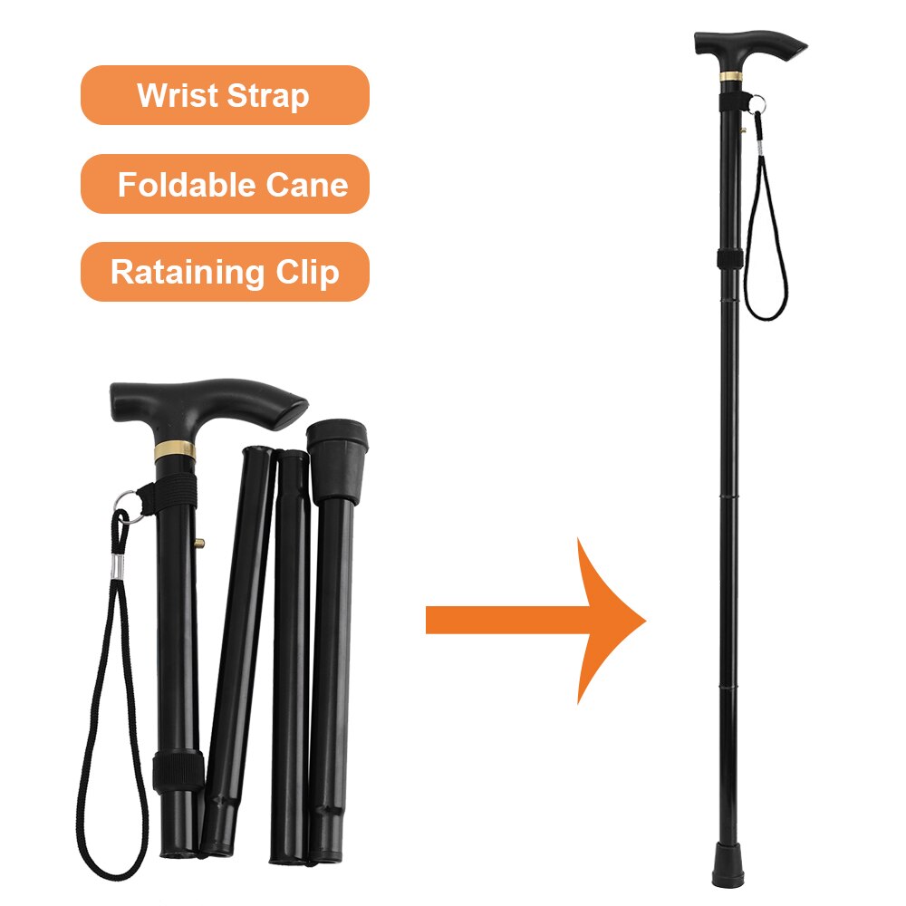 2Pcs Outdoor Walking Hiking Sticks Telescopic Baton Trekking Poles Foldable Walking Crutches Five-section Non Slip Defense Cane
