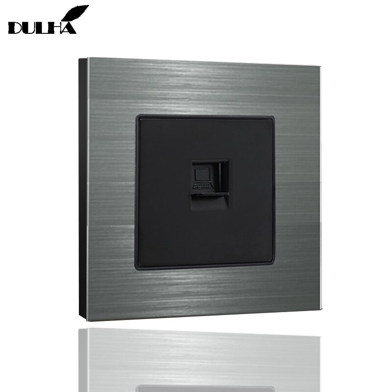 Computer Wall Ethernet Socket, Luxurious Satin Metal Panel, Electric RJ45 Data Network Internet Jack Cat5 Coaxial Plug Outlet
