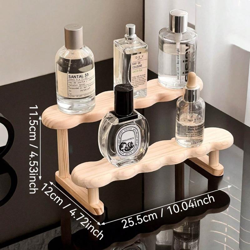 Présentoir à 3 niveaux, étagère en bois pour organisateur de parfum, présentoir de parfum, vitrine de figurines, support de rangement de poupées: Foncé Vert