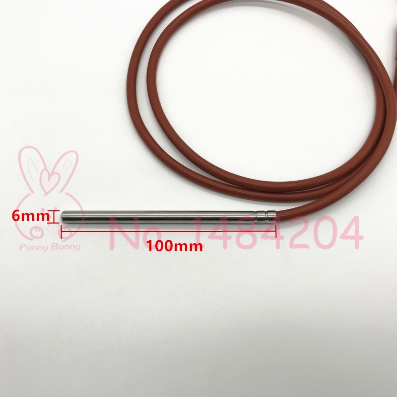 Waterproof PT1000 Temperature Sensor -40~400C Probe DIA 6mm Insert Length 100mm Heat Resistant 2 Wire 1m Silicone Wire