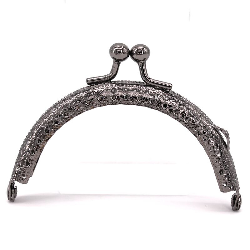 8.5Cm Ronde Vintage Metalen Frame Voor Portemonnee Handvat Clutch Handtas Accessoires Maken Tas Sluiting Lock Metal Sluiting Zakken Hardware: Gun Black