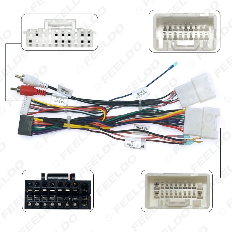 FEELDO Car 16pin Audio Wiring Harness With Canbus Box For Mitsubishi Outlander Pajero Stereo Installation Wire Adapter