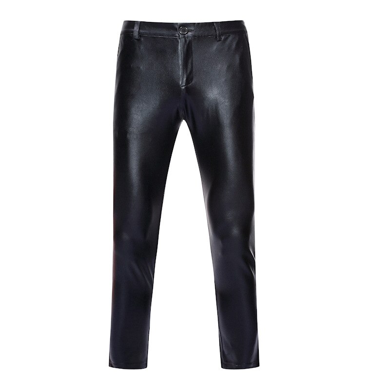 Moto à revêtement métallique Faux cuir PU pour hommes, pantalon de Hip Hop pour DJ, scène de discothèque et chanteurs, collection: XXL / black