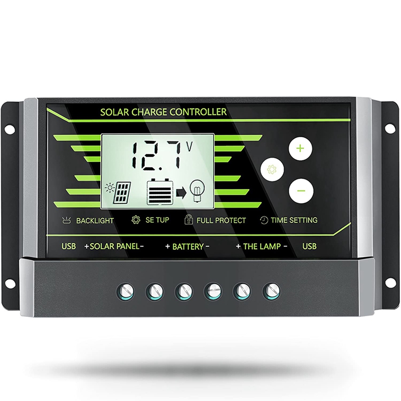 Solar Laadregelaar 12V 24V Solar Controller Met Usb Aansluiting Lcd Backlight Geschikt Voor Motorhomes: Default Title