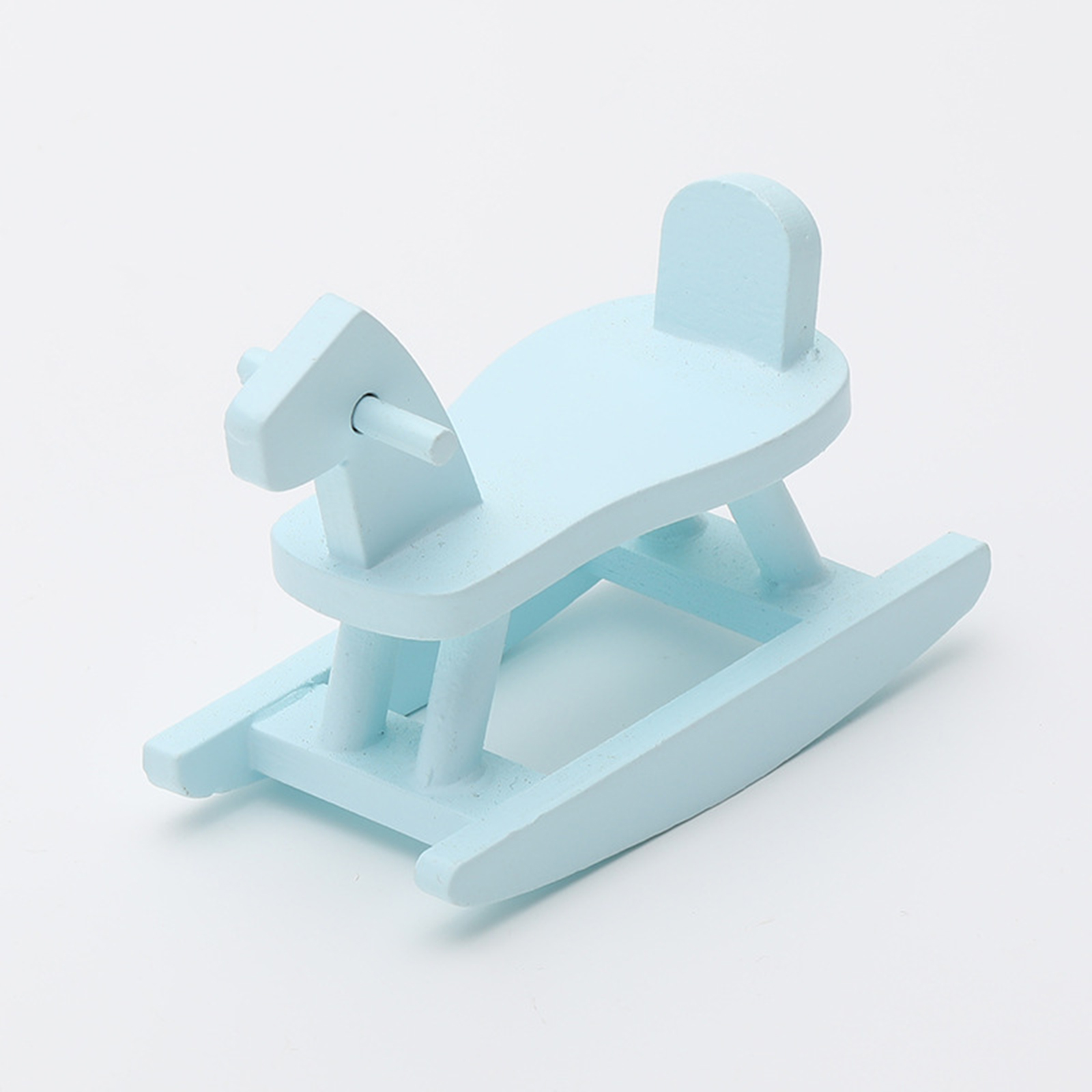 Mobili da vivaio classici in legno per Astuccio delle bambole-cavallo a dondolo-1/6 1/12 decorazione per bambole per Astuccio delle bambole: blu