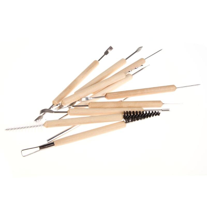 Lera skulptur kit verktyg skulptera utjämning vax carving keramik keramiska verktyg polymer shapers modellering snidade verktyg trä handtag set