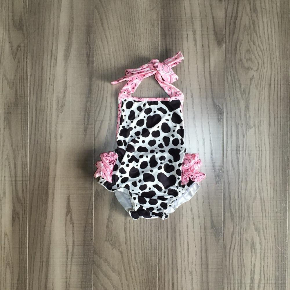 Zomer Baby Meisjes Jongens Koe Farm Yard Truck Mouwloze Tie Romper Kinderen Kleding Boutique Chick Ruche Melk Zijde Jumpsuit