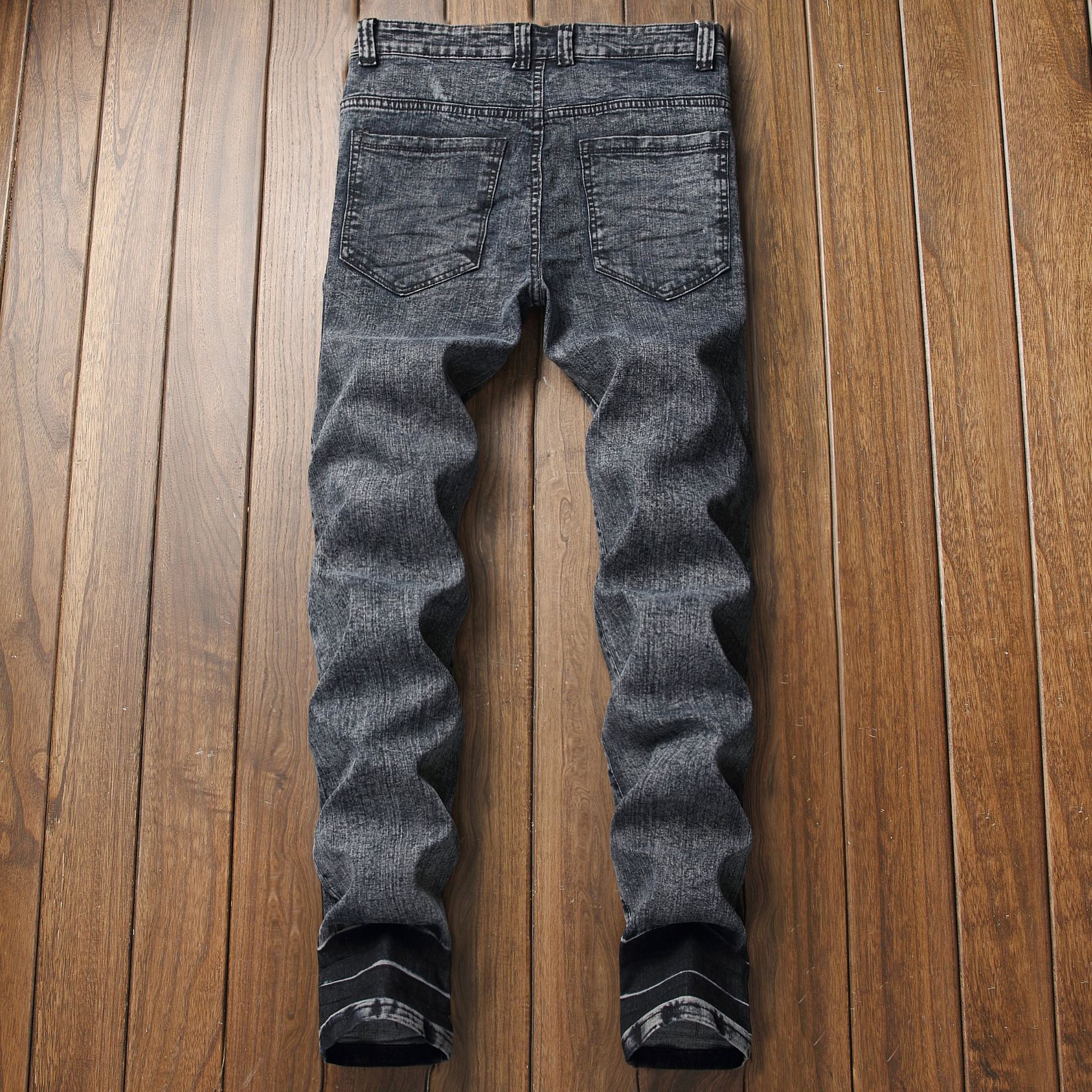 Men's Wear Hole & PATCH Elasticity jeans youth Coarse Cloth Casual Cowboy Trousers