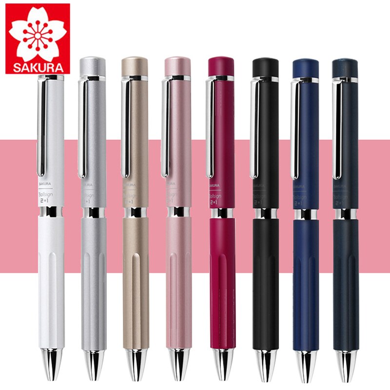 1Pcs Japan Sakura Multifunctionele Pen 2 + 1gb2m3004 Roterende Kern Uit Neutrale Pen + Automatische Potlood Metalen materiaal 0.4/0.5Mm
