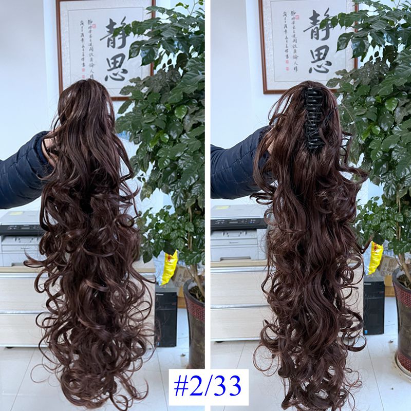 Luxury for Braiding 76cm 210g Long Wavy High Temperature Fiber Synthetic Hair Pieces Claw Clip Ponytail Extensions for Women: T1B/33