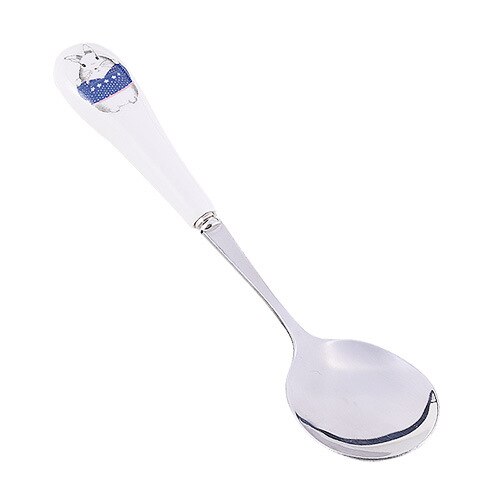 Stainless Steel Ceramic Spoon White Portable Pudding Dessert Fruit Spoons Household Cartoon Children's Soup Rice Spoon: rabbit