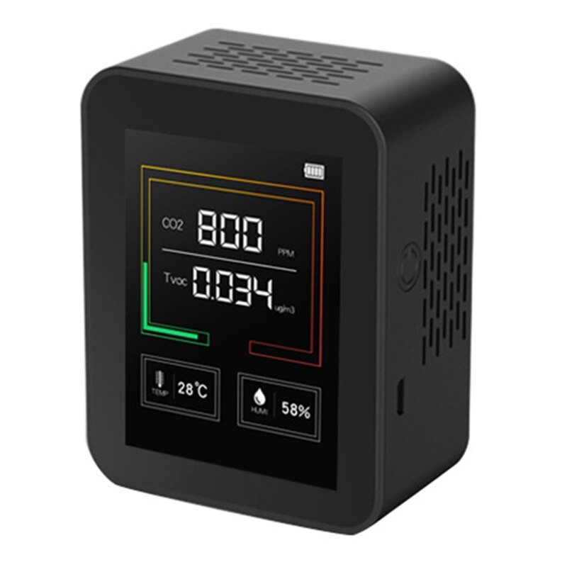 Indoor Air Monitor Lcd Digital co2 Air Meters Real Time TFT Intelligent Air Sensor Tester co2 Detector: black