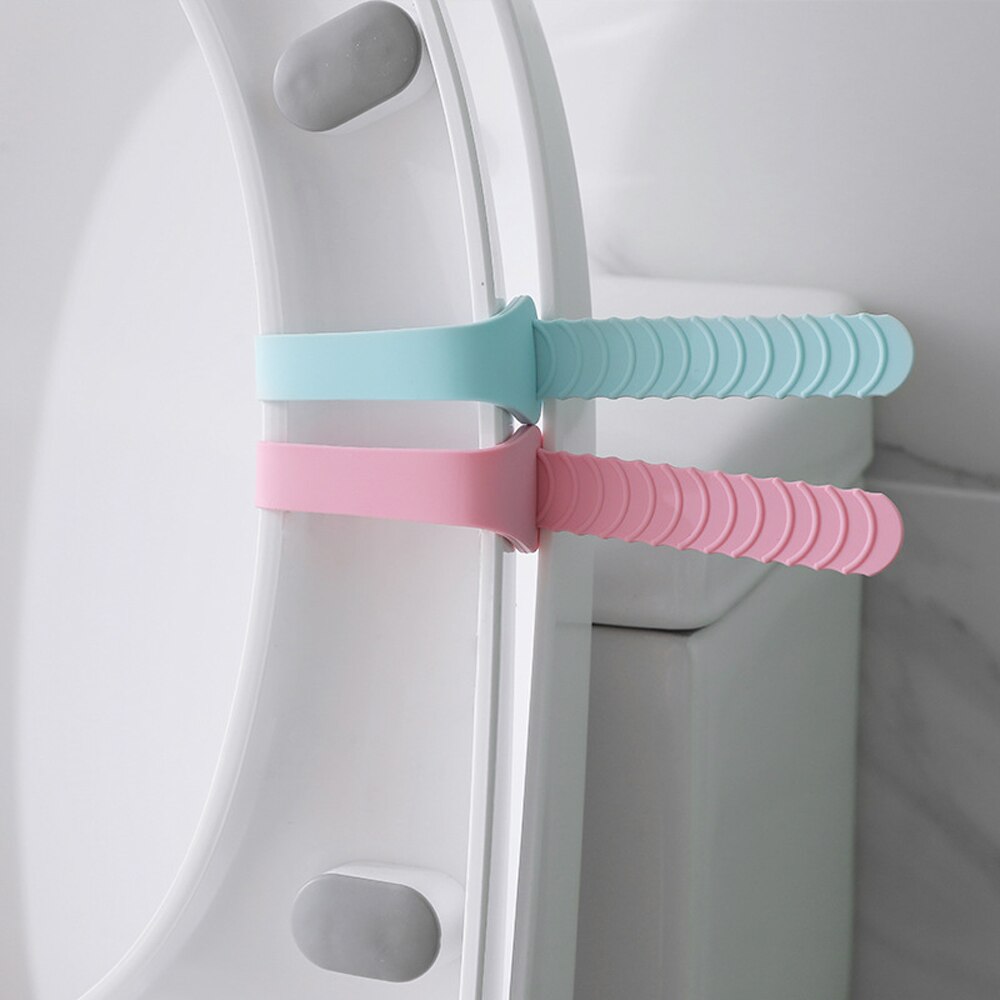 2 stuks huishoudelijke roze en blauwe toiletdeksels van siliconen, verstelbare hurktoiletdeksels, toiletgreep, badkamerbenodigdheden