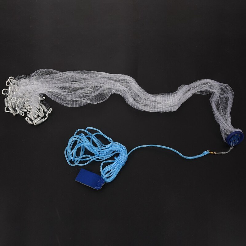 8Ft 2.4M Fishing Net Bait Easy Throw Hand Cast 3/4 inch Strong Nylon Mesh + Sinker
