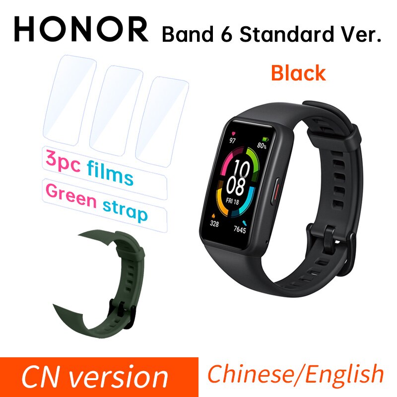 Honor Band 6 Global / CN Version Smartband Bracelet AMOLED Color Touchscreen Blood Oxygen SpO2 Heart Rate Sleep Swim Waterproof: Std B F Cable Red S