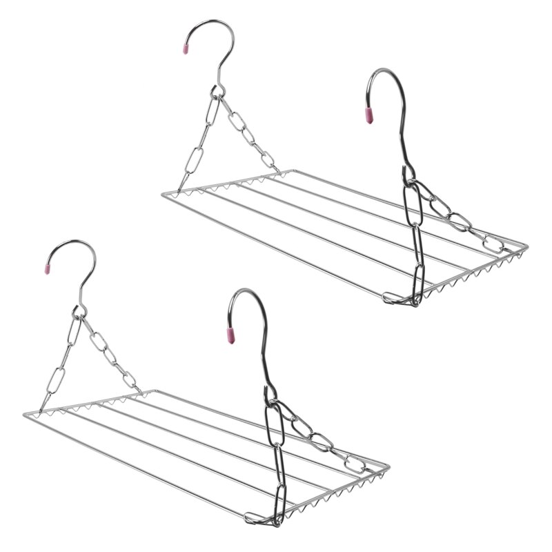 2X Multifunctional Clothes Drying Rack, Stainless Steel Laundry Garment Drying Hanger For Hanging Clothes, Towels, Socks: Default Title
