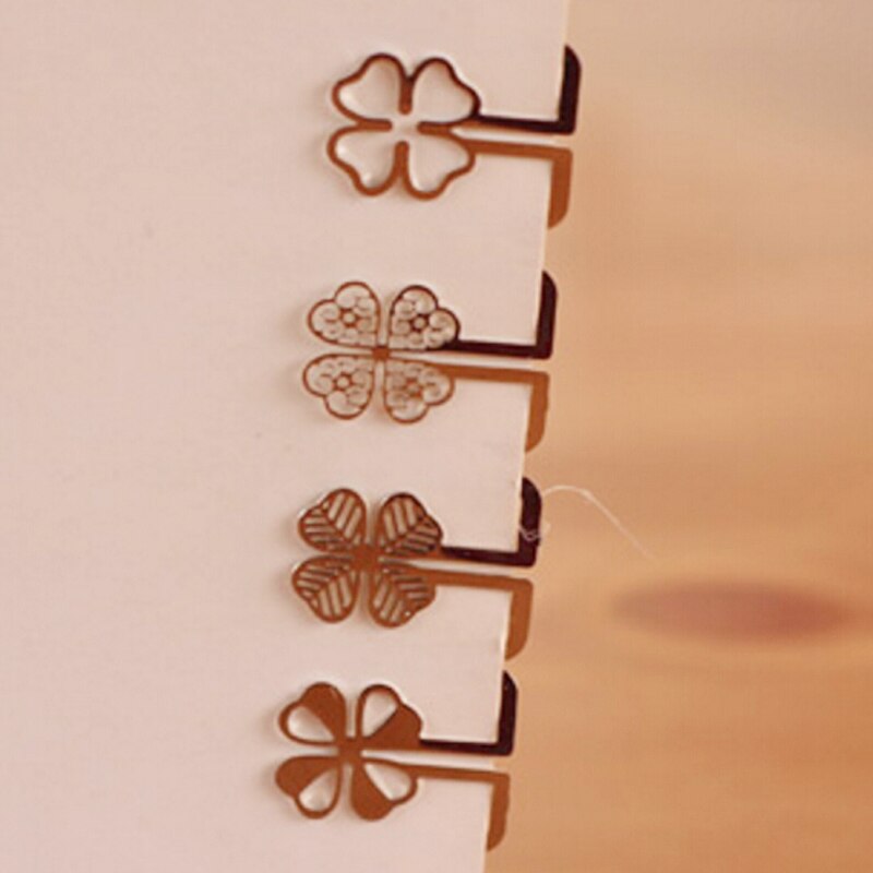 100 stks/partij Mini Metalen Bladwijzer Clips Leuke Cartoon Dier Bloem Cartoon Plated Sliver Bladwijzers Briefpapier Boek Lijn Marker