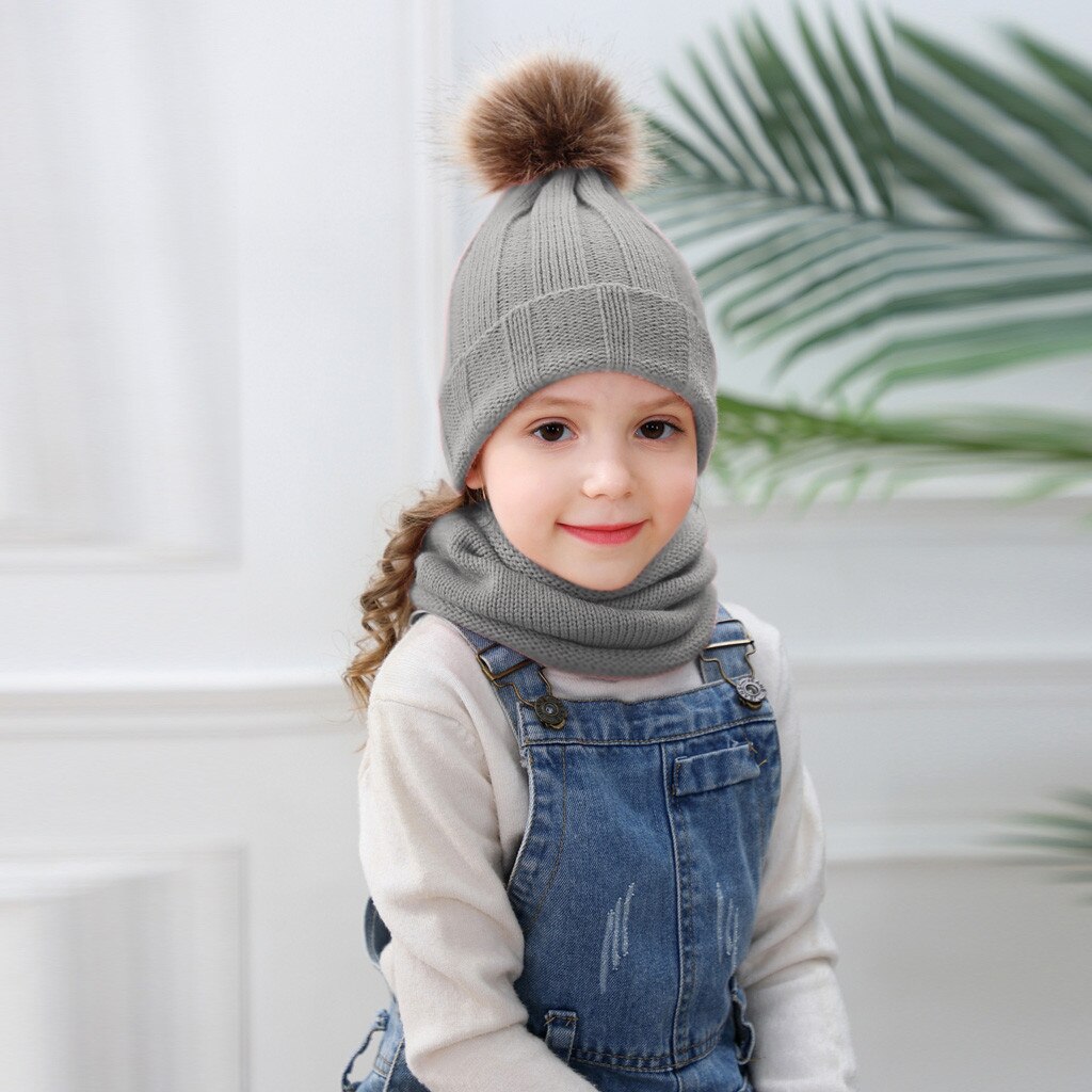 Ensemble bonnet écharpe pour enfants | Lot de 2 pièces, bonnet d'hiver en tricot torsadé solide, mignon écharpe chaude, chapeau czapka i komin colortin