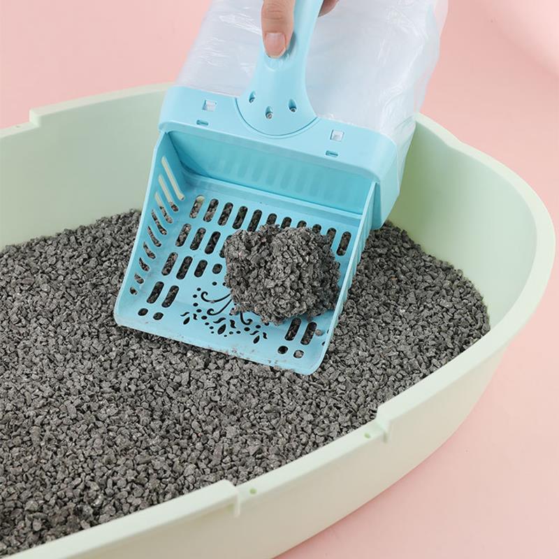 Kattekuld scoop aftagelig kattekuld skovl killing scooper med spand praktisk plastik kattesand hundehals rengøringsmateriel