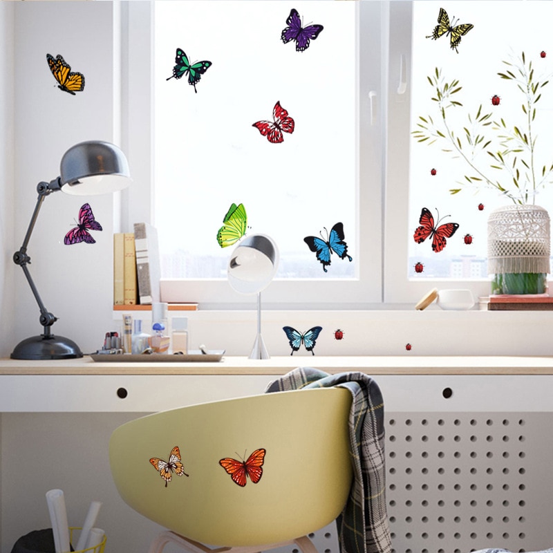 Lovley Butterfly Wall Stickers Suitcase Laptop Decoration Home Decor Art PVC Vinyl DIY Wallpaper Little
