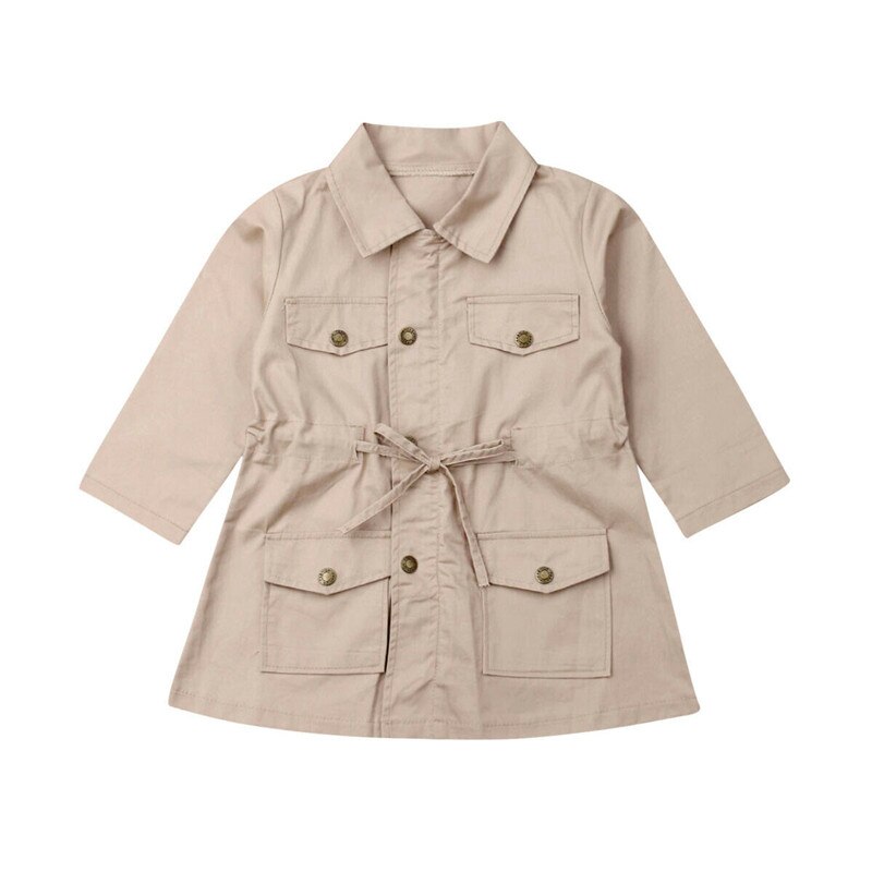 England Style Kids Girls Boys Kids Jacket Coats Autumn Warm Children Clothes Solid Long Sleeve Lace-up Buttons Coats 2-7Y