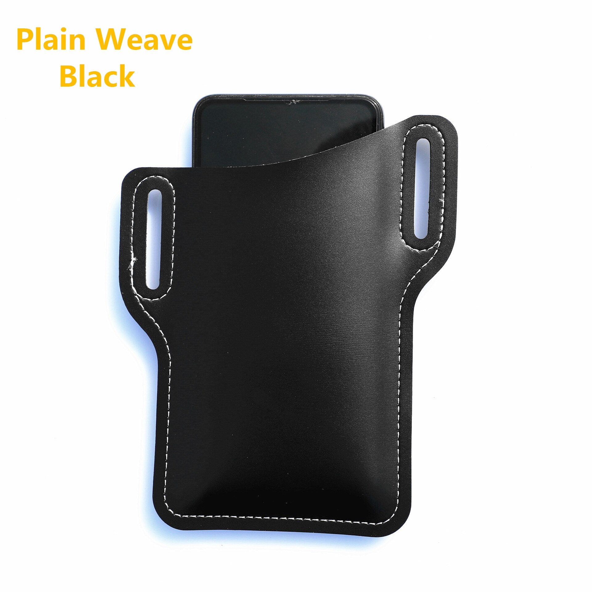Mannen Vrouwen Gsm Loop Holster Case Zakken Draagbare Multifunctionele Heuptas Pu Lederen Mobiele Telefoon Portemonnee Vintage Riem Tas: Plain Weave Black