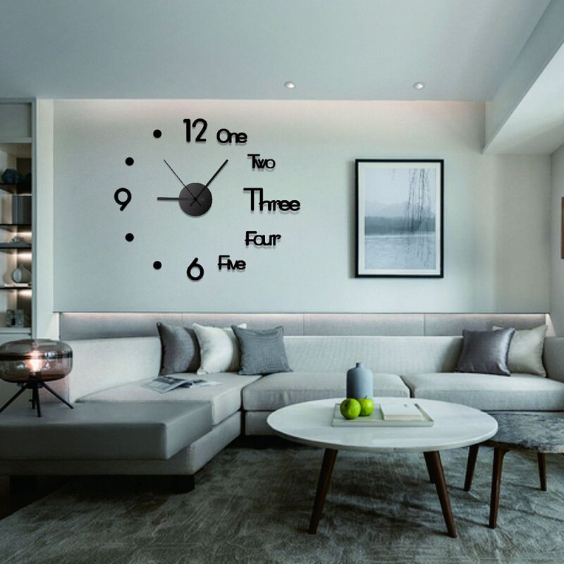 Modern Wall Clocks 3D DIY Acrylic Mirror Mechanism Stickers Home Living Room Decoration Quartz Needle