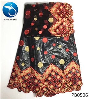 Tela bazin de algodón LIULANZHI africano tissu riche getzner brode getzner riche tela con cuentas con encaje de tul de 2 yardas PB05