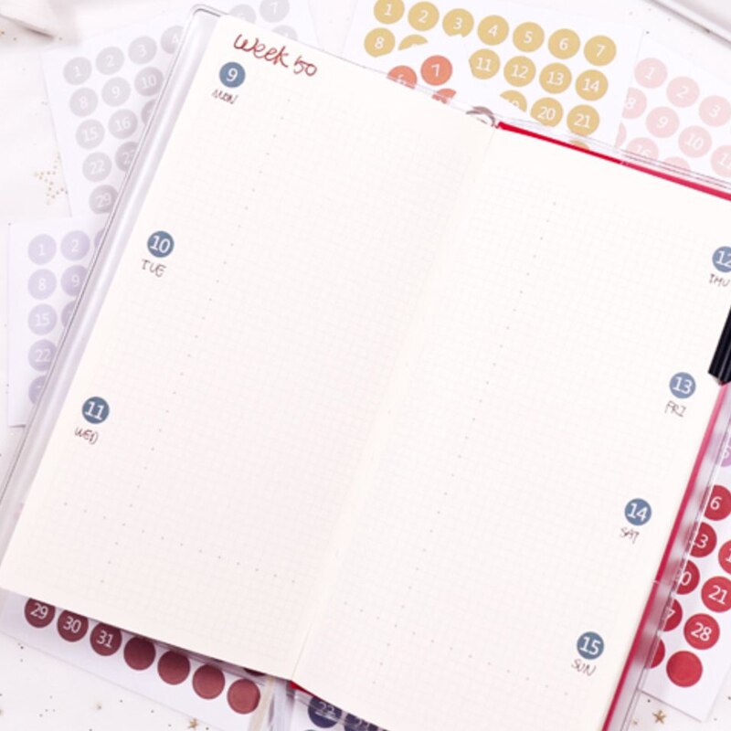 Fromthenon 2022 Notebook &amp; Journals Date Stickers for Full Year Planner Round Number Sticker 365 Daily Days Stickers Stationery