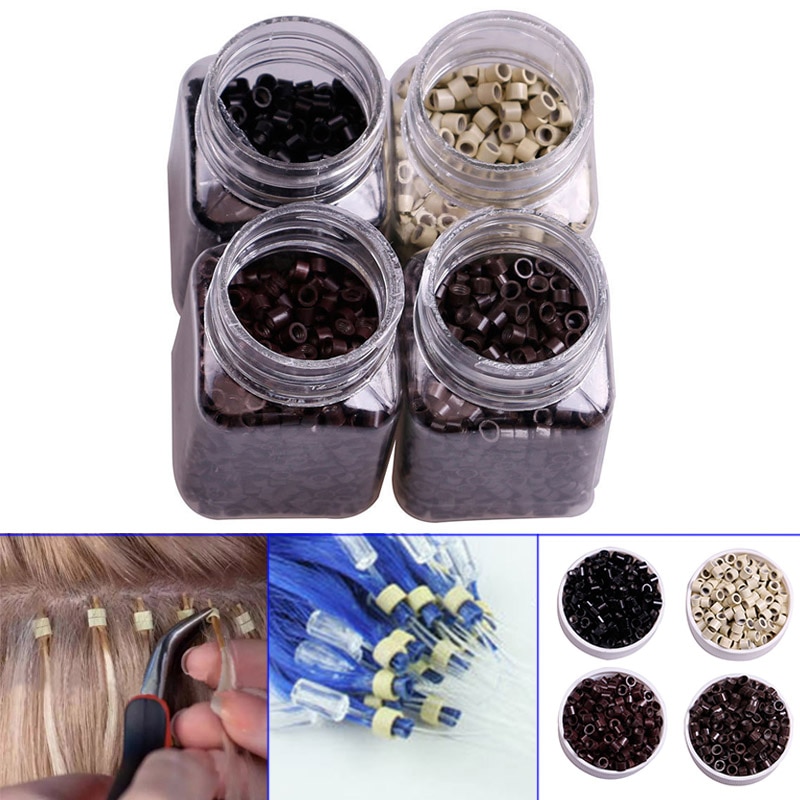 500 stk silikone mikrolinkringe 4.5mm forede perler til hårforlængelse værktøj hårforlængelse spænde hårforlængerværktøj