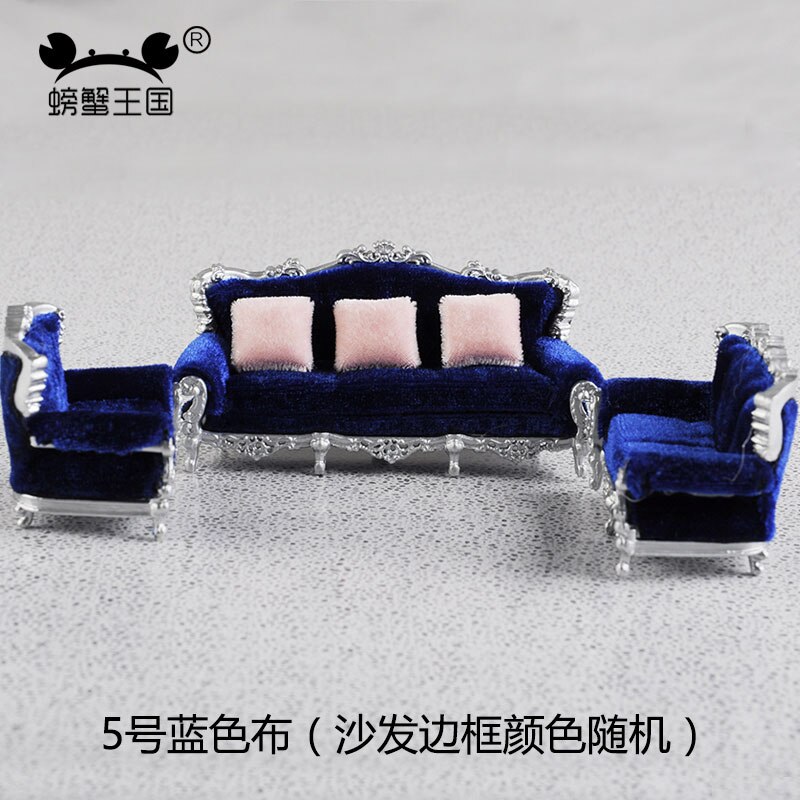 Simulación de sofá de estilo europeo, juego de almohada, muebles, mesa de arena, escena, decoración, modelo, accesorio de construcción, 1:25: 4