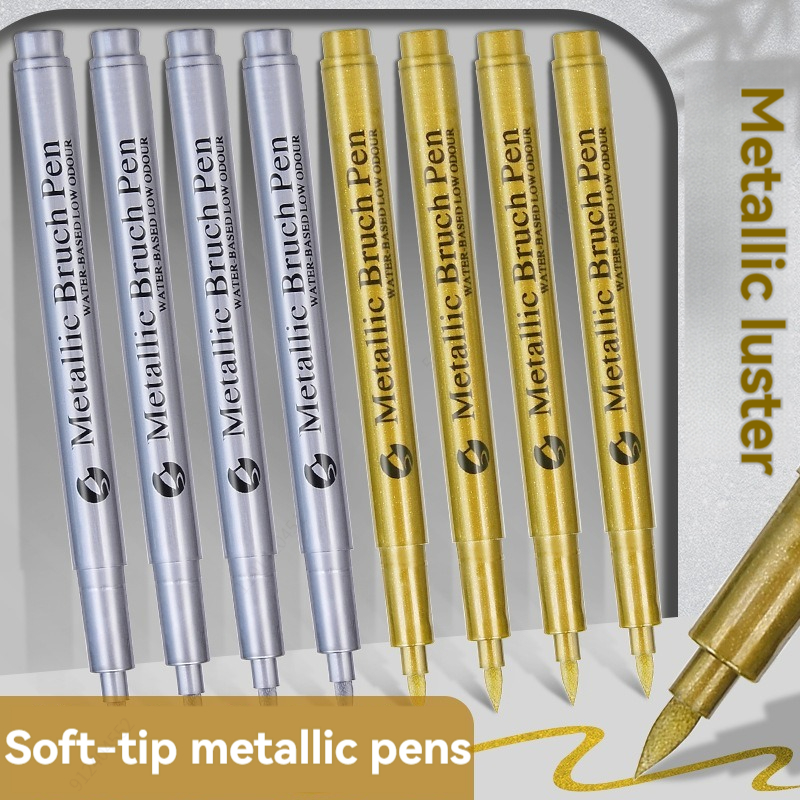 Rotulador metálico resaltado, rotulador de pintura permanente impermeable blanco dorado para roca, taza, cerámica, vidrio, suministros de pintura DIY