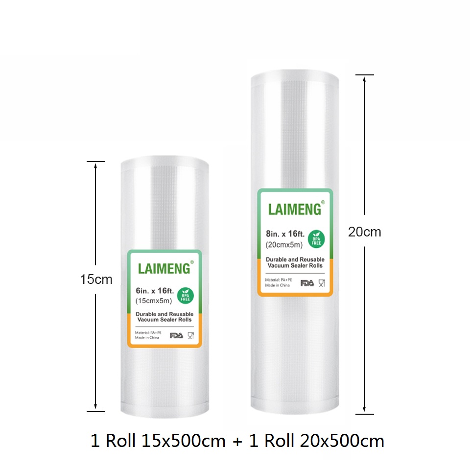 Laimeng vakuumposer til vakuumpakning pakker sous vide poser 2 ruller vakuumpakning opbevaringspose til madopbevaring  r264: 1r 15-500 1r 20-500