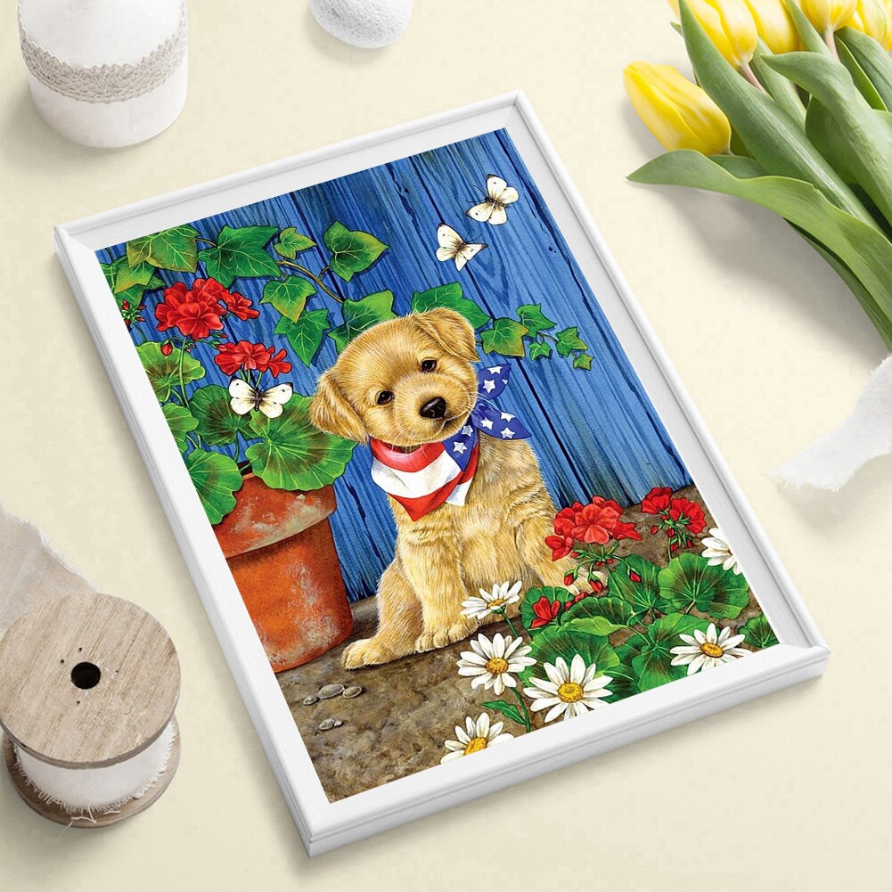 5D Cute Dog Painting Indoor Store Decoration Portrait Full of Diamond Dog Resin Diamond Painting 30*40CM
