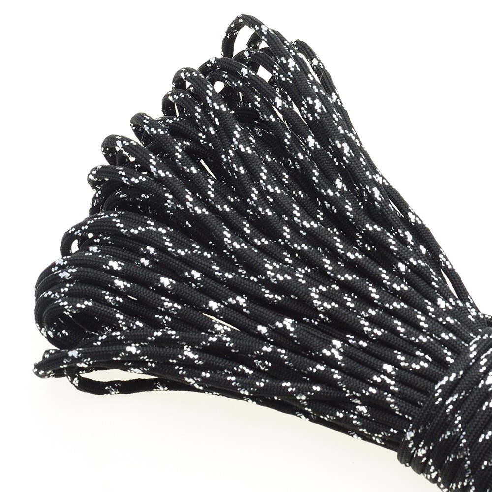 1pcs Gold Silver Cord 550 Paracord Parachute Cord Lanyard Mil Spec Type III 7 Strand Core 100 FT 19 Colors: Black-Silver