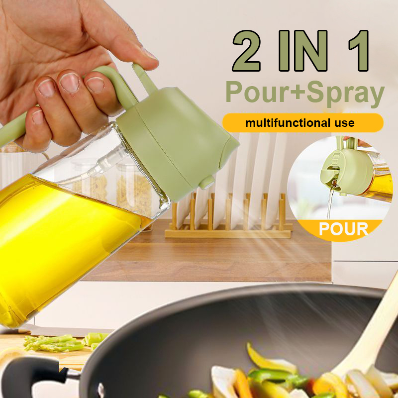 500ml 2 in 1 spray oliesprøjte oliedispenser oliekrukke til grill køkken bagning luft stegepande ovn stegning picnic køkkenværktøj