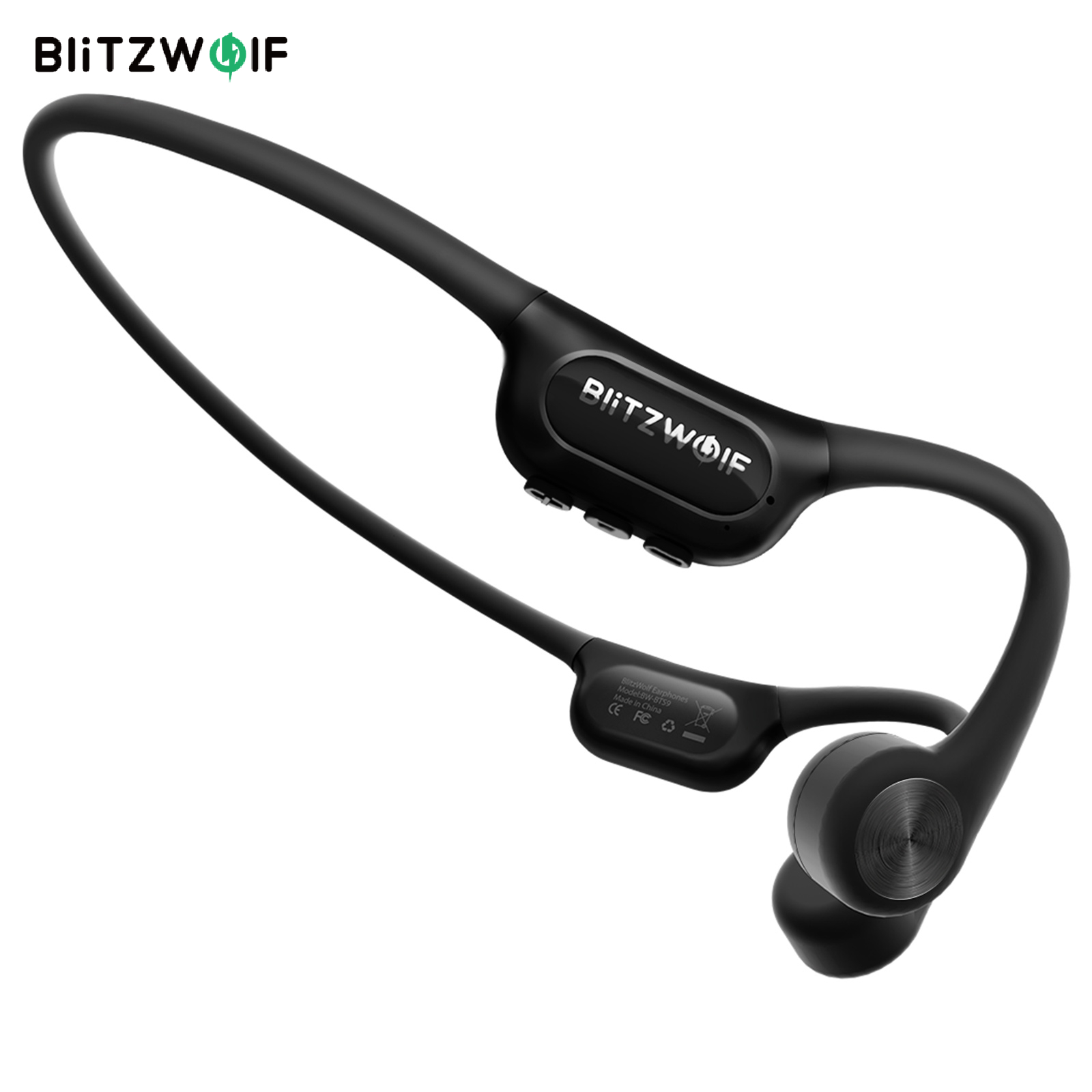 BlitzWolf BW-BTS9 Bluetooth V5.3 Kopfhörer Knochenleitungs-Ohrhörer Eingebauter 32-GB-Speicher IPX8 Wasserdicht Weiches Silikon Komfort