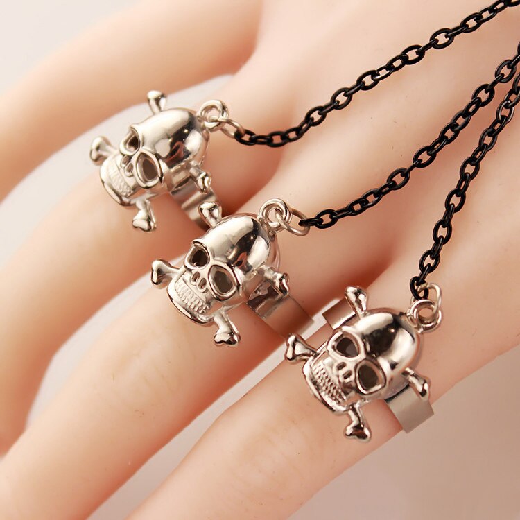 Wolf Schädel Ring Kombiniert Armbinde Armreif Mit Kette Handgelenk Finger Verbunden Schmuck Für Felsen Roamtantic nu Gothic Viktorianischen Punk