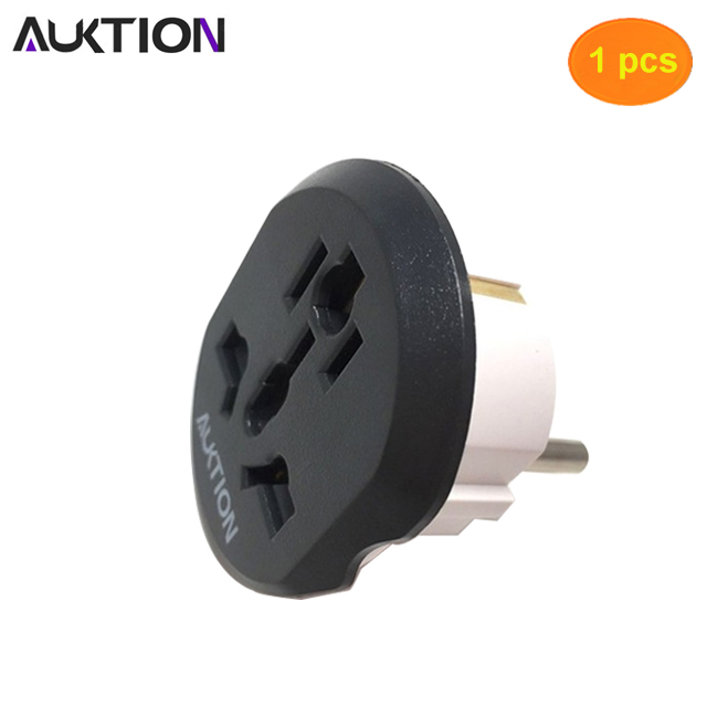 AUKTION Universal European Adapter 16A 250V AC Travel Charger Wall Power Plug Socket Converter Adapter for Home Office: 1 pcs black