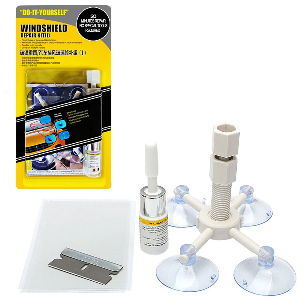 Windscreen Windshield Repair Kit Suction Cup Window Glass Crack Repairing for Car