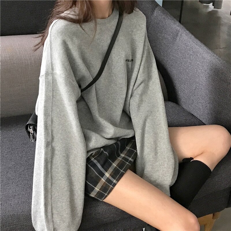 No Hat Hoodies mujeres Simple All-match coreano-estilo suelto sudaderas de esparcimiento estudiante fino cómodo de Patchwork Ulzzang