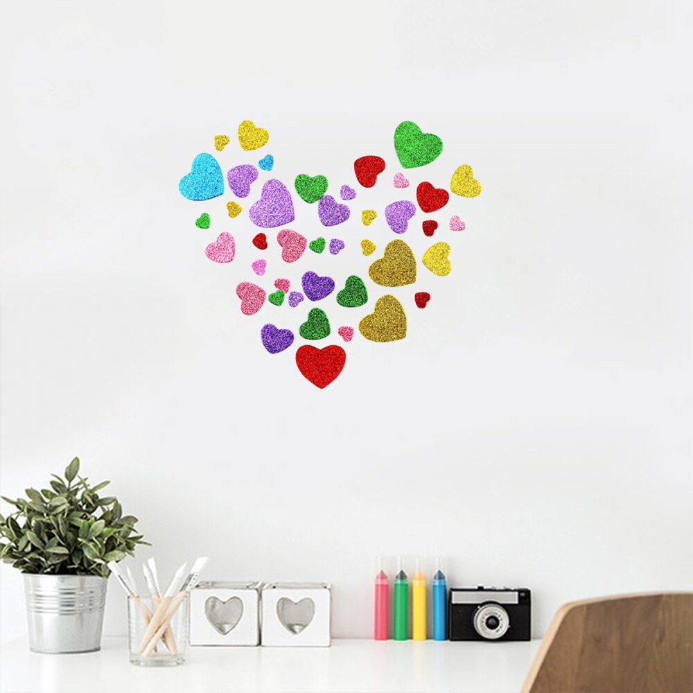 200Pcs Hart Vorm Sticker Foam Unieke Willekeurige Grootte Stickers Thuis Wall Decor Gebruik