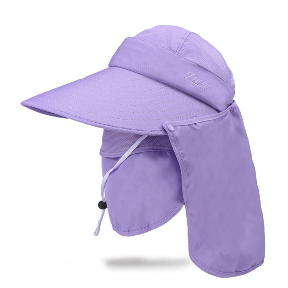 Aftagelig sommer hat solbeskyttelse hat uv beskyttelse ansigt hals sol cap udendørs fiskeri vandring arbejde afslappet hat: Lilla